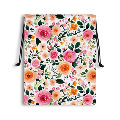 Image of Drawstring Storage Bag Rose Flower Gym Bag for Storage Shoes Fitness Cycling
