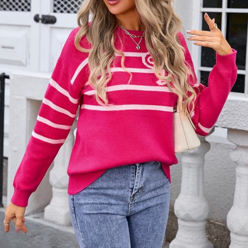 Image of Womens Knitted Pullover Bow Sweater Long Sleeve Crewneck Y2k Casual Bow Top