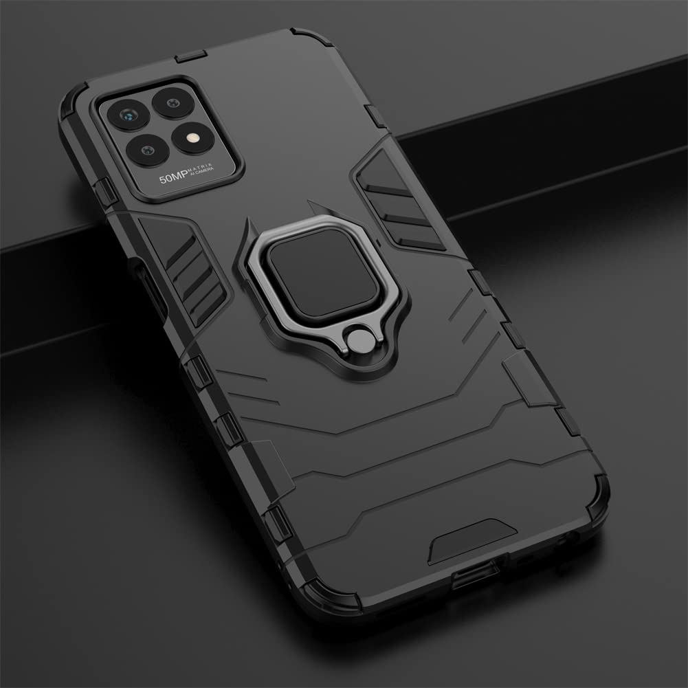 ESTH® Custodia per Realme 8 Pro 4G | Realme 8 4G con 360° Rotante Staffa, [Compatibile con Supporto Magnetico per Auto], Cover Paraurti PC + TPU, Nero