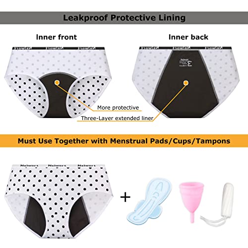 Image of Nalwort Womens Period Underwear Menstrual Period Panties Slim Postpartum Cotton Panties 5 Pack