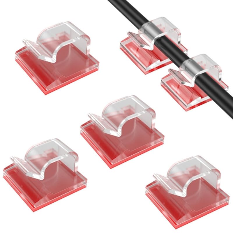 Ganchos para Luces de Navidad y Clips para Cables - 50 Piezas Organizador de Cables para Interior/Exterior, Adhesivos sin Taladro para Escritorio, Pared, Canaleta - Solución Todo en Uno para Gestión de Cables y Decoración Navideña