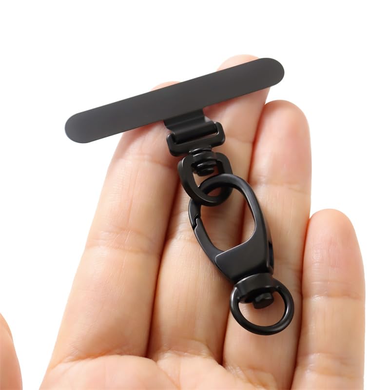 1 Set Universal Phone Tether Tab,Spring Rotating lobster clasp,Metal Black - Photo 5 sur 18