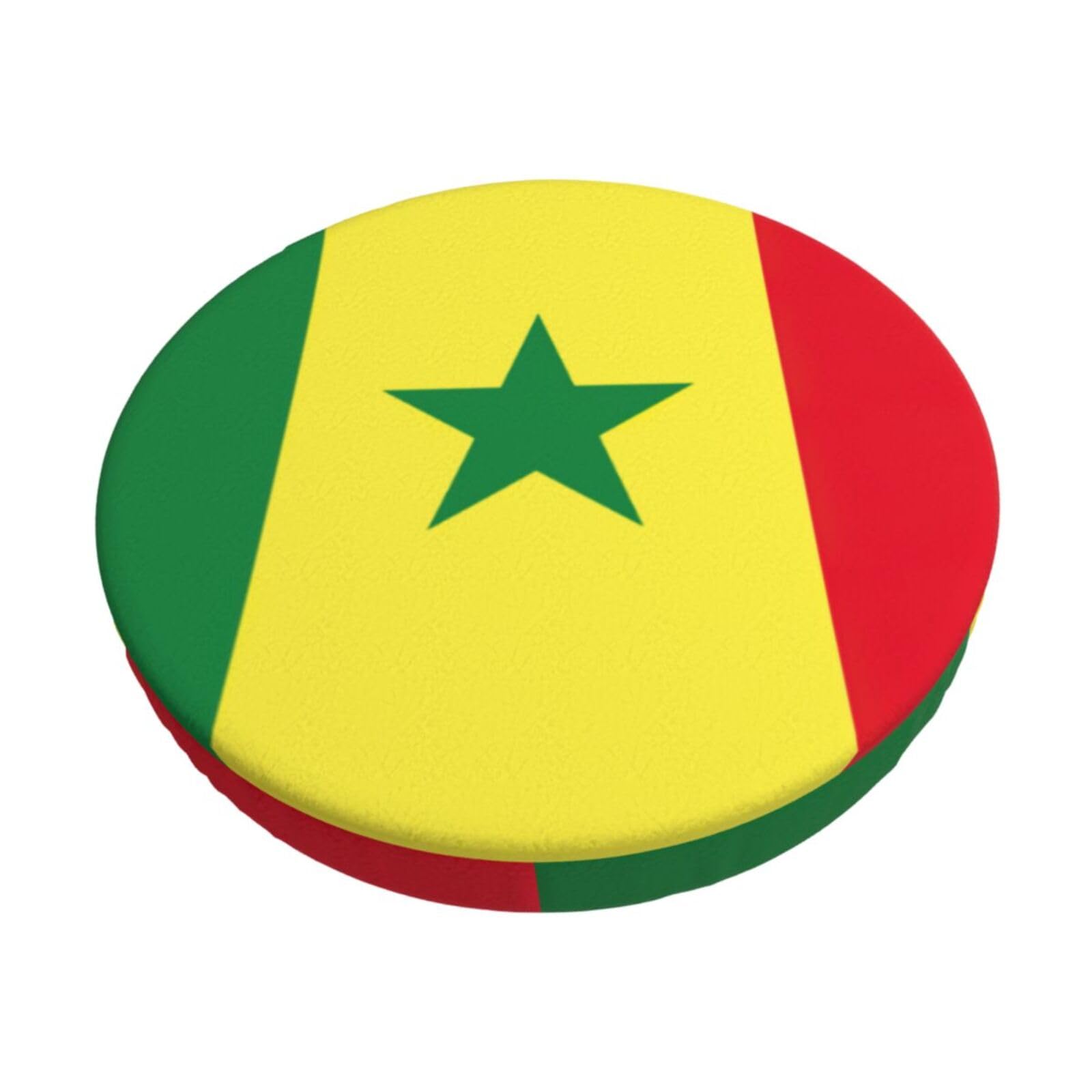 ACVnbm Flag Of Senegal Print Round Bar Chair Cushion Cover, Elastic Chair Protector For Kitchen Bar Dining