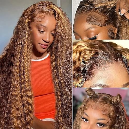 13x6 Highlight Ombre Lace Front Wig - Honey Blonde Curly Hair