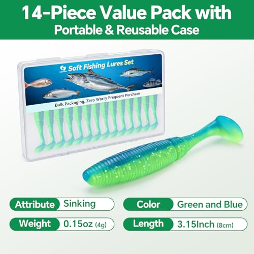 Image of Clearance Bionics-Designed Durable Soft Plastic Fishing Lures Kit with Bonus Accessories, 3 /4 /5 /6 Inch, 9-Type Lifelike Swimbaits in One Gear Set Included Tackle Box for Bass