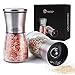 HomeTeck Moulin à Poivre et Sel, Broyeurs en Acier Inoxydable Brossé et Verre, Broyeur en Céramique Réglable