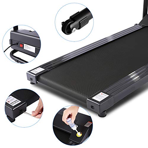 Aceshin Folding Treadmill Electric Running Machine Auto Stop Safety Function Treadmill with LCD Monitor Running Walking Jogging Exercise Fitness Machine for Home Gym (Black) - Thumbnail 3