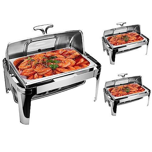 Juego de sartenes de buffet con bandeja de agua, bandeja de alimentos y tapa para servicios de catering y buffet