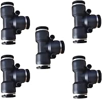 Vista 15 de 5 piezas de conector de reducción de tubo en T neumático con forma de T de 3 vías de 10 mm x 6 mm x 10 mm, conector rápido de empuje en T