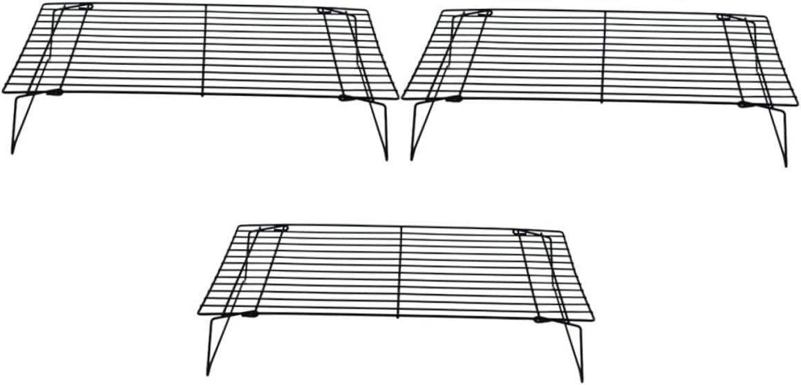 ABOOFAN 3pcs Large Foldable Cooling Rack Set Wear-resistant Carbon Steel Baking Rack for Cookies Bread and Cakes Easy to Clean and Space-saving Design