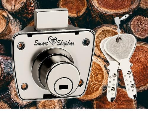 Smart Shophar Steel Temps Ultra Keys Premium Cabinet Lock for Multipurpose Use in Drawers Cupboards Wardrobes Office Cabinets Lockers Storage Furniture Doors Silver Pack of 1
