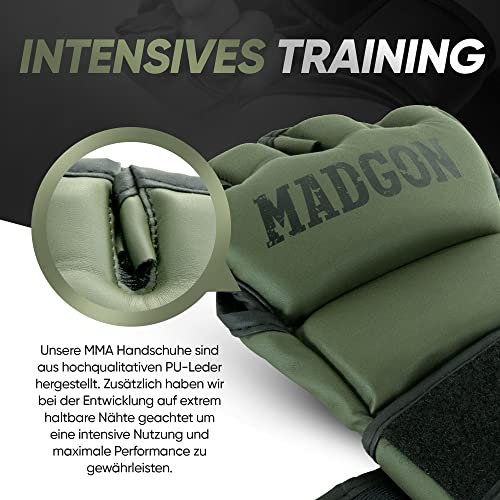 Foto von MADGON Premium MMA Handschuhe für Kampfsport, Grappling, Sparring, Krav MAGA, Muay Thai, Boxsack, Pratzen für Männer und Frauen