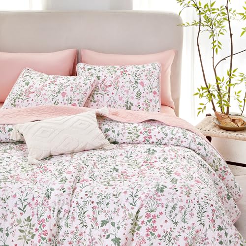 Wake In Cloud - Floral Quilt Set, Botanical Flower...