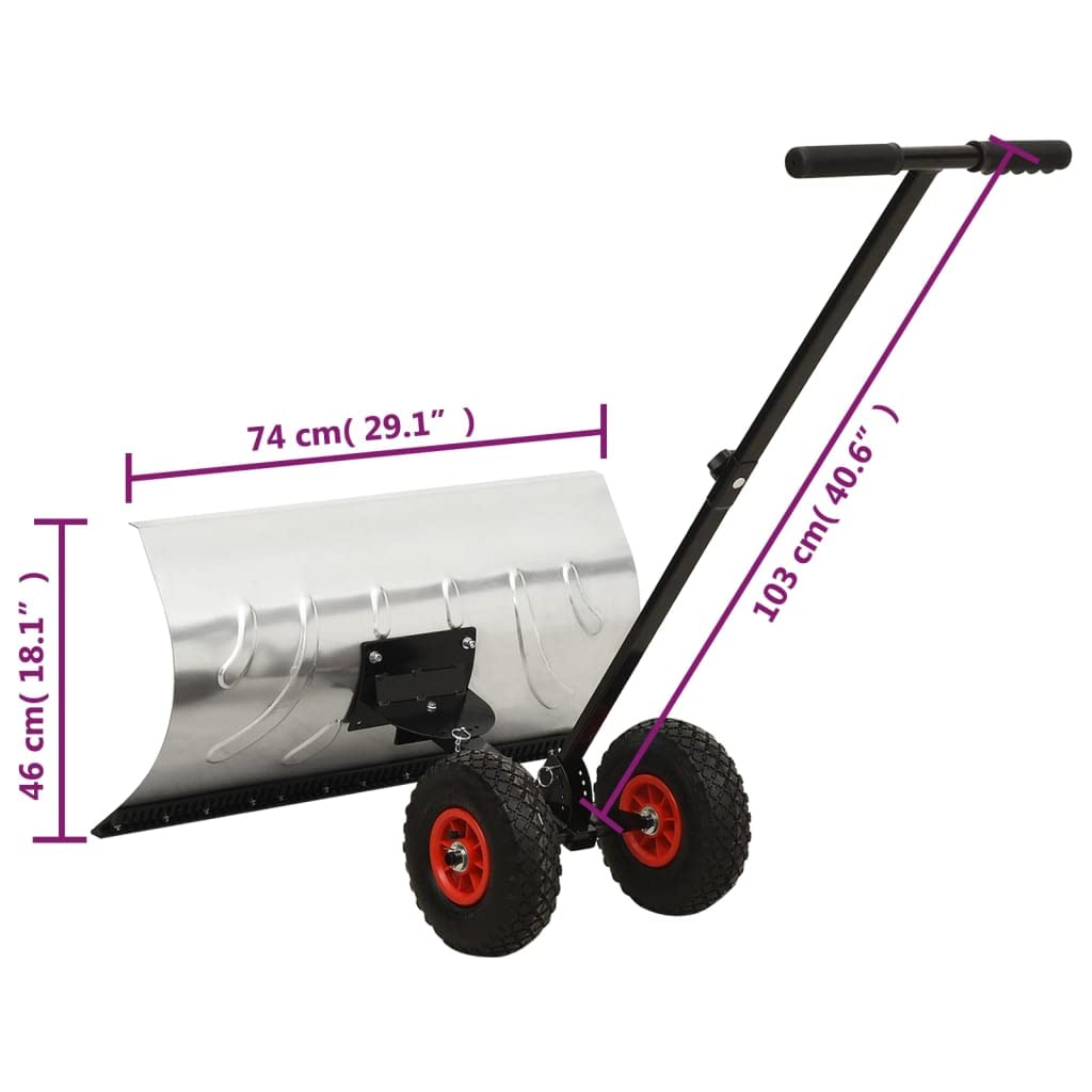 vidaXL Pelle à Neige avec Roues Poussoir Jardin Terrasse Amovible Durable