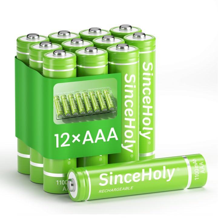 1100mAh AAA Rechareable Batteries 12 Packs, 1.2V Ni-MH Triple A Batteries Low Self Discharge Batteries