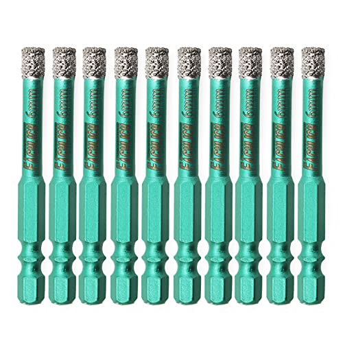 FACHLICH Porcelain Tile Drill Bit 6mm Diamond Tile Hole Cutter 10PK with Hex Shank for Granite Marble Tile Porcelain Ceramic