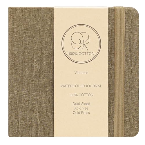 Vienrose Watercolor Sketchbook with Brown Linen Cover