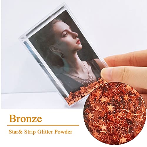 Sh.dream 23 Home Decorative Gift Craft Funny Liquid Glitter Floating Picture Photo Frame , Desktop Photo Display, Christmas Valentines Gifts For Family Friends Couples (Golden&Coppery) 2Pcs (Golden&Coppery 2Pk) #TOP4