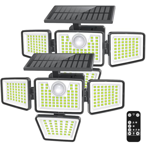 daphino 3000LM Solar Lights Outdoor with Motion Sensor,4 Head 270&deg; Wide Angle Street Area...
