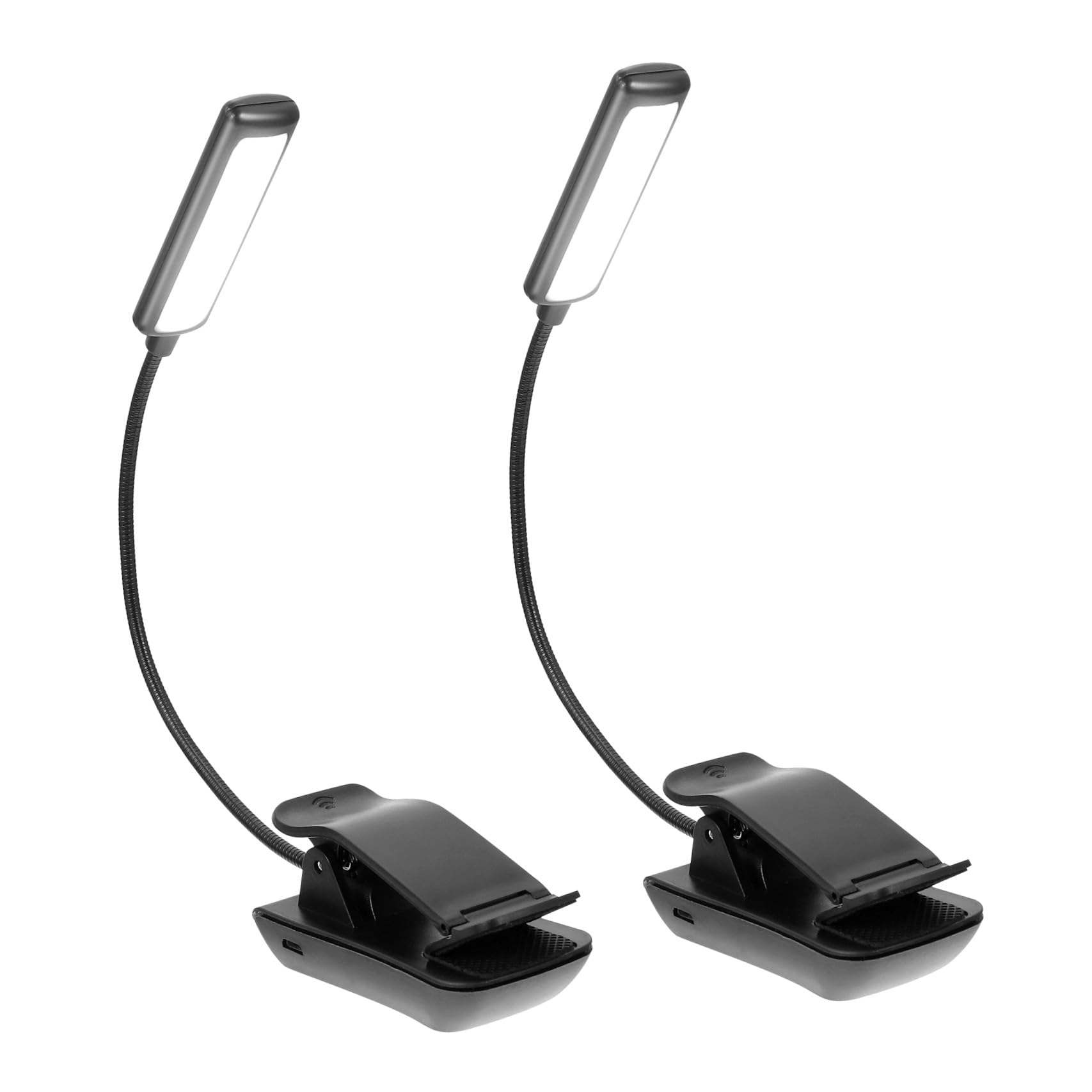 Lampe de Lecture Rechargeable LED à Clipser Noire 2 Pièces