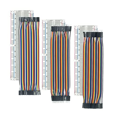 QILUCKY Kit de Placa de Prueba, Incluye 3 Breadboard + 3 Cables de Puente de 20 cm m2 m/f2 m/f2 f Compatible con Raspberry Pi (Juego de 6) Cover