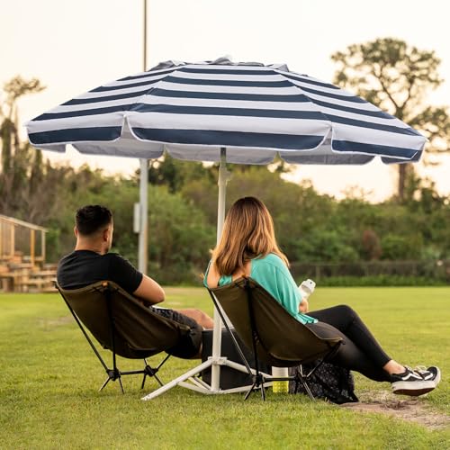 AMMSUN Shade Umbrella, Premium Portable Umbrella with Stand, 6.5ft Lightweight Free Standing Canopy for Sporting Games, Adjustable Instant Sun Protection and Easy to Carry, Stripe Blue by AMMSUN - Used condition - Image 2