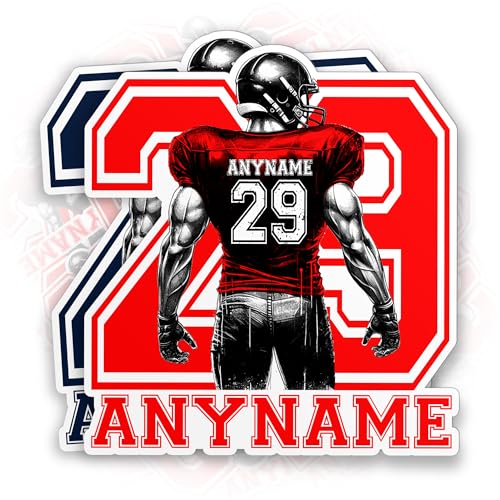 (New Update) Custom Football Sticker, Personalized Name Number Player American Football Decal...