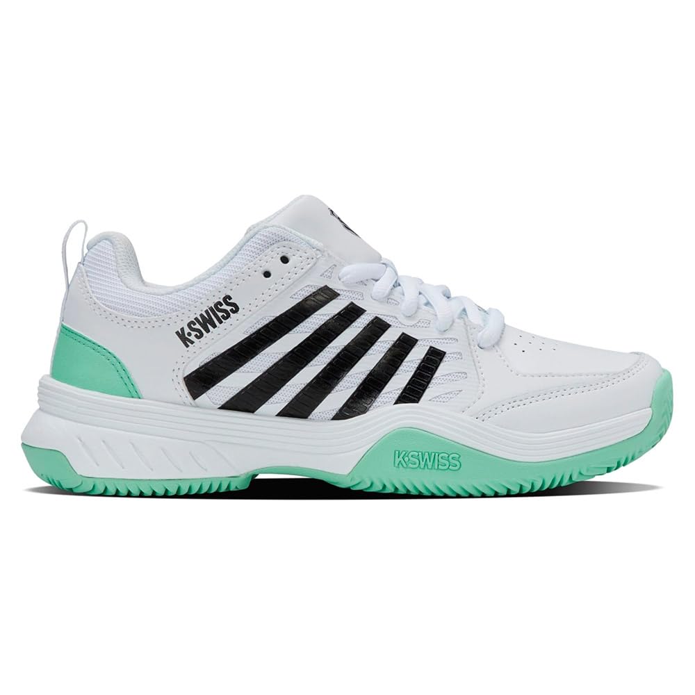 K-Swiss Womens Court Express 2 Clay Tennis Shoe, White Neon Mint Black, 6.5 UK