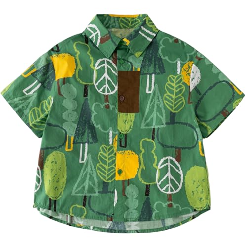 Boys Hawaiian Shirt Short Sleeve Button Children Beach Vacation Casual Shirt Tropical Summer Tops