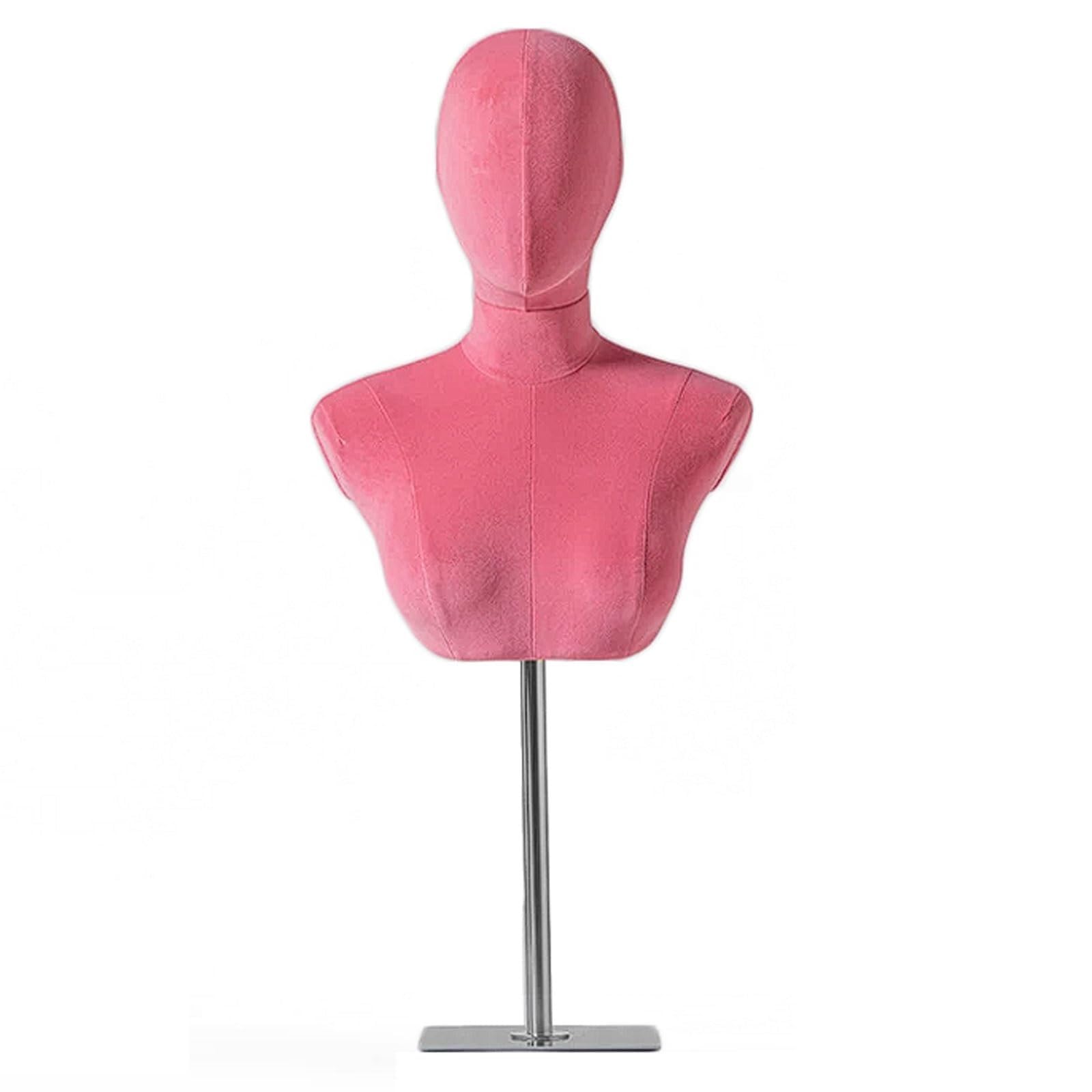 WxuuLTGJR Jewelry Display Stand Head Mannequin Earring Tower Organizer Rack Suede Jewelry Easel Holder with Square Base Hanging Showcase(Rot,Silver base)