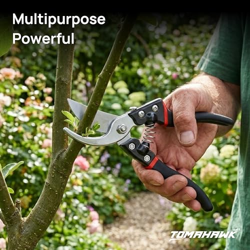 Image of TOMAHAWK Heavy Duty Premium Stainless Steel Sharp Flower Cutter | Garden Scissors | Extra Spring | Home Cutting Plants, Branches and Leaf | Garden Shear Scissors for Home, Workshop & Professional Use