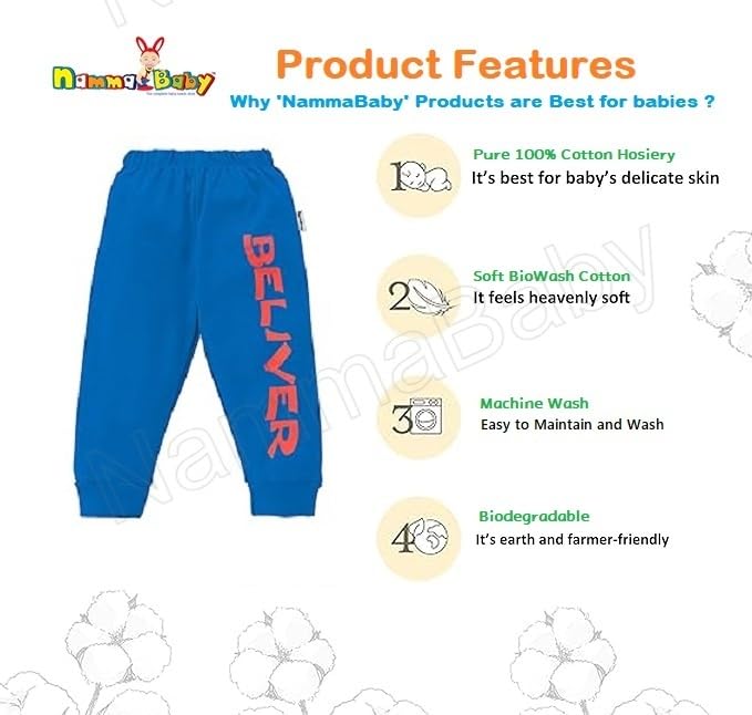 NammaBaby 100% Pure Hoseiry Cotton SOID Unisex Payjama Legging Pants (4-5 Years, Pack of 5) 3