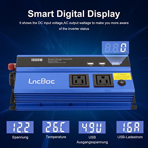 1000W Inverter 12V To 110V Ac Converter, Car Power Inverter With Dual Ac Outlets And 2.4A Dual Usb Ports Car Charger Adapter #TOP4