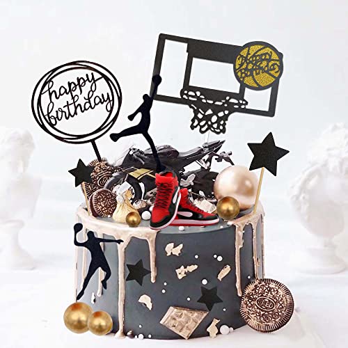 Basketball Cake Topper, 19Pcs Basketball Cake Toppers For Boys Men With Sneaker Ball Decorations Happy Birthday Cake Toppers, Basketball Cupcake Toppers For Cake Decorations Supplies #TOP4