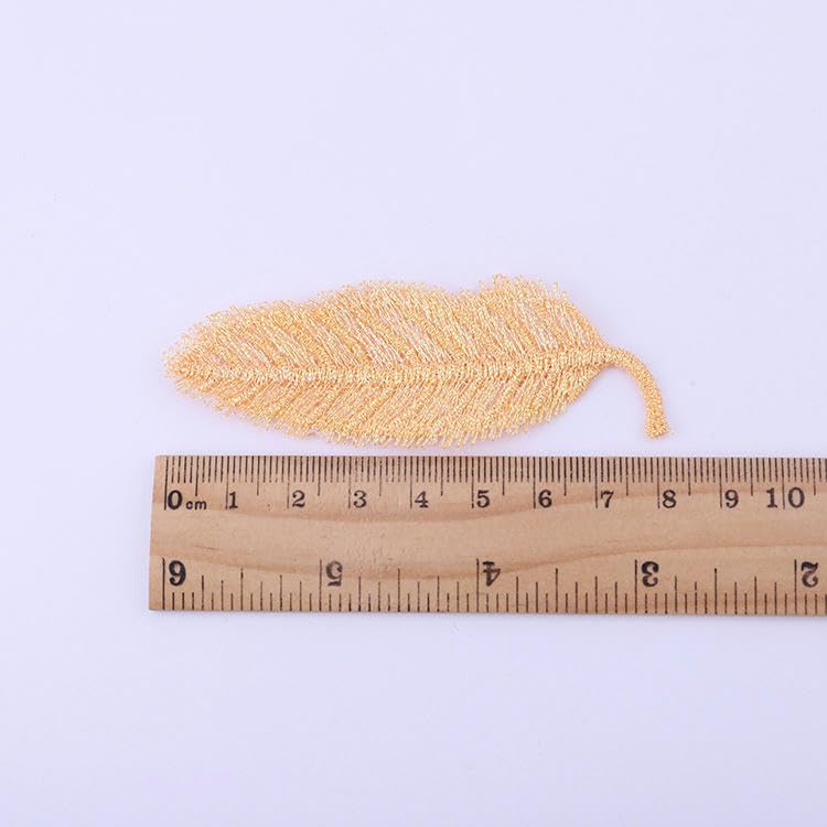 Naszywka haftowana 50 SZTUK 4 CM Haftowane naszywki z piórami, aplikacje do prasowania na odzież, małe przyszycia kurtkę jeansową(Deep Yellow)