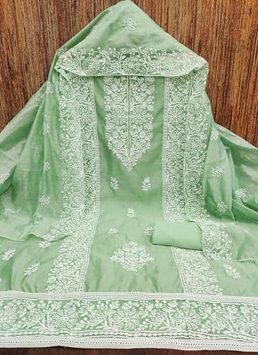 Image of Women's Heavy Cotton Embroidery Panel Work Unstitched Salwar Suit Dress Material With Cotton Work Dupatta