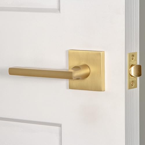 Miniatura 4 de Viaggio Quadrato Rosette Passage with Milano Lever in Satin Brass - Left Handed