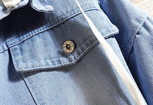 Babyhealthy FBAZW-FQ21160-LIGHT BLUE-M Men Denim Jacket With Hood Casual Button Down Jean Trucker Jacket Hoodies thumb #4