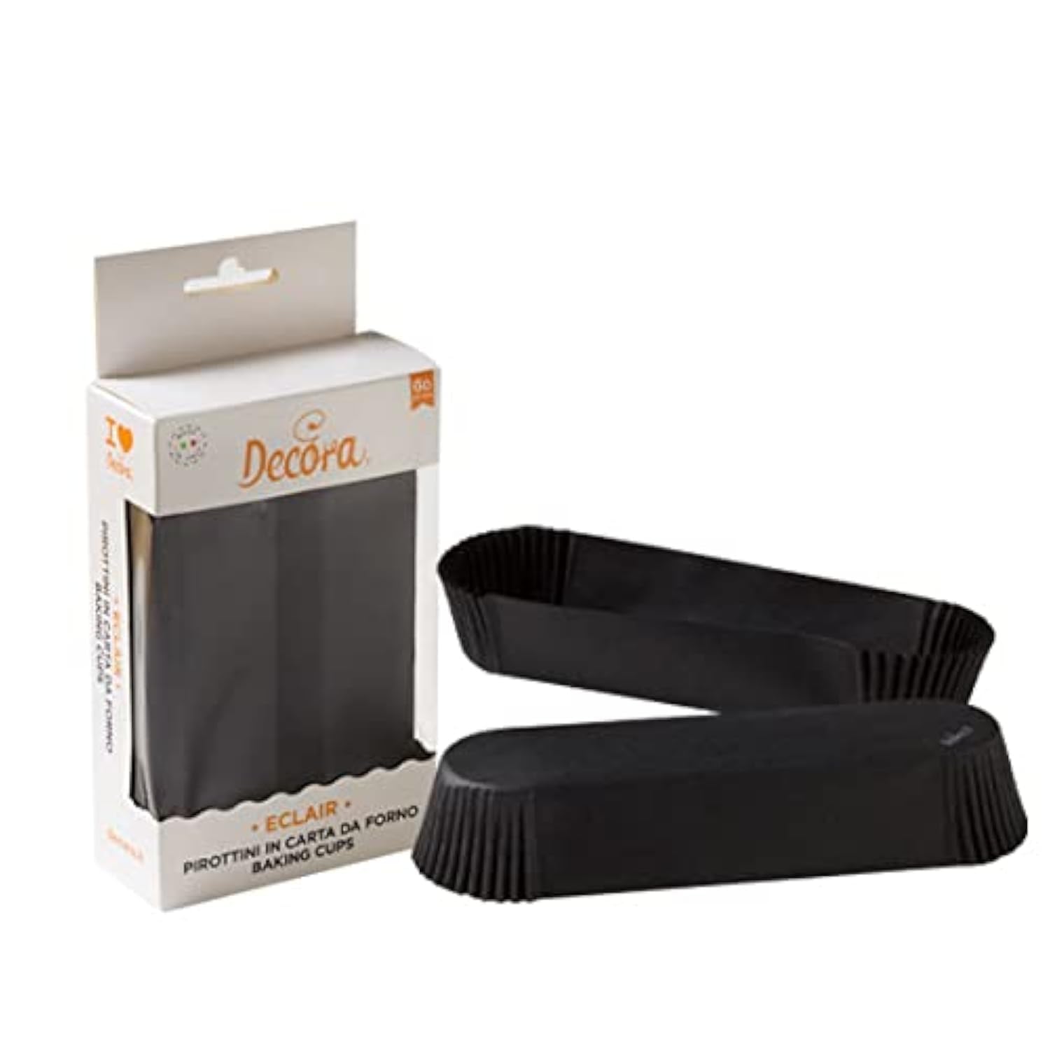 Decora Black 0339894 Pack Of 60 Eclair Pans 135 X 33 X 28 H Mm