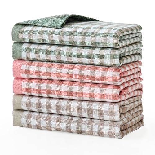 Paños de Cocina Algodón 34 x 34 cm Paños de Algodón para Lavar Platos Juego de 6 Súper Absorbente Trapos