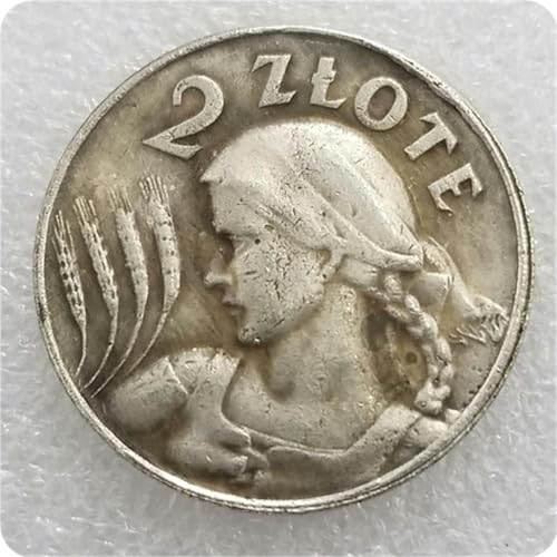 WKAIYUAN Artesanía Antigua Polonia Polonia 1 ZLOTE 1924 Moneda Dólar de Plata-Default