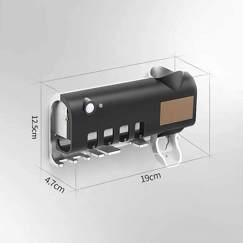 Smart UV Sterylizator do zębów, automatyczny sterylizator do zębów z dozownikiem pasty do zębów, uchwyt do szczoteczki do zębów naściennym,White