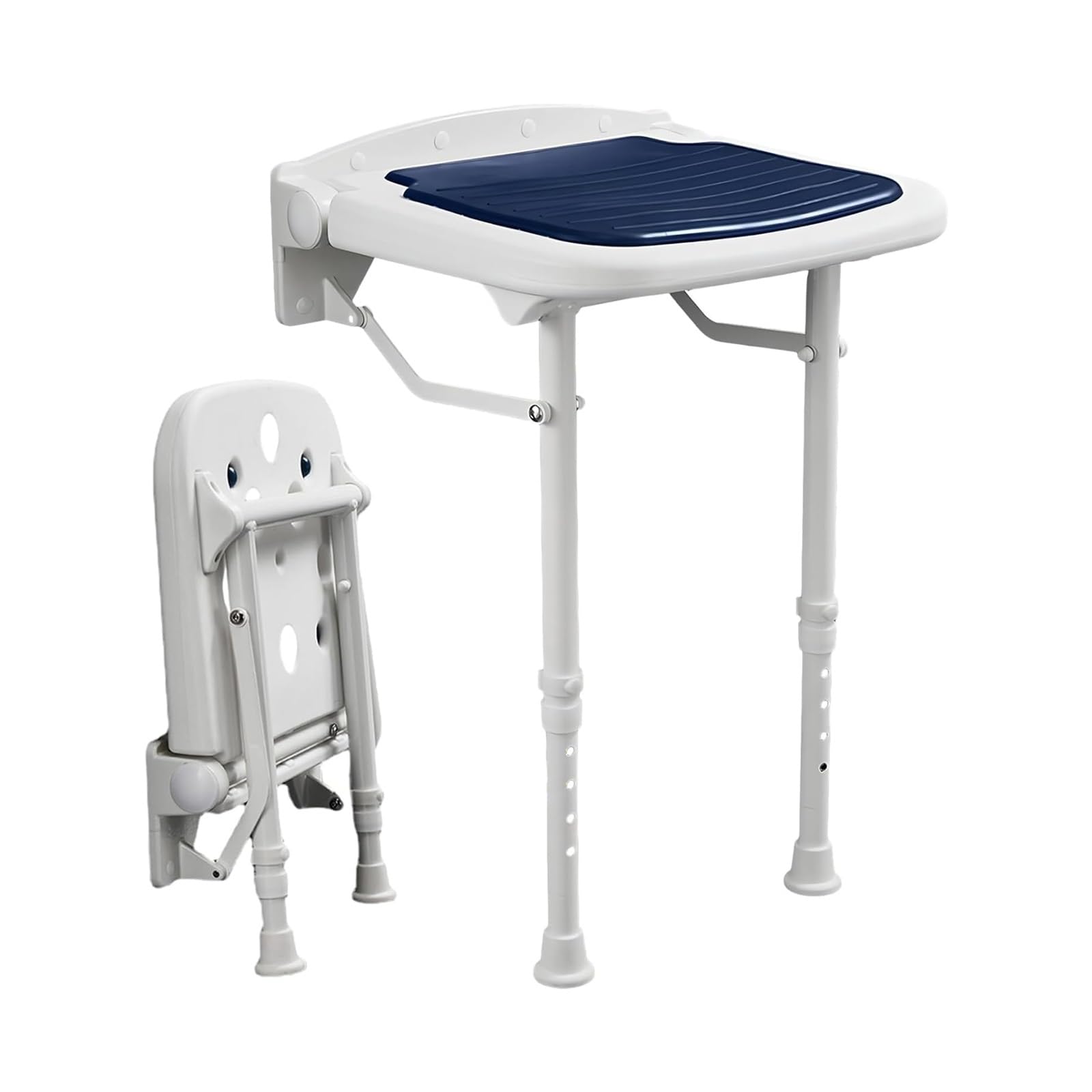Asiento de Ducha Plegable de Pared, Silla de Ducha Plegable de Altura Ajustable, Banco de baño for Personas Mayores, Adultos, Embarazadas, Personas con discapacidad.(Blue)