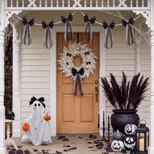Halloween Spooky Gothic Black Bat Bow Garland, 6.5 Ft - image 5