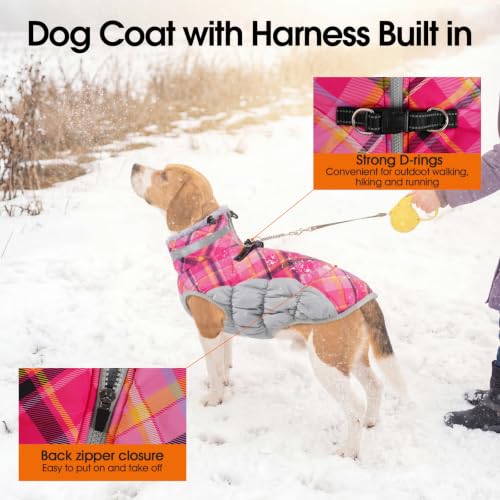 Image of Lelepet Dog Coat Warm Dog Winter Coat Waterproof Dogs Jacket with Harness