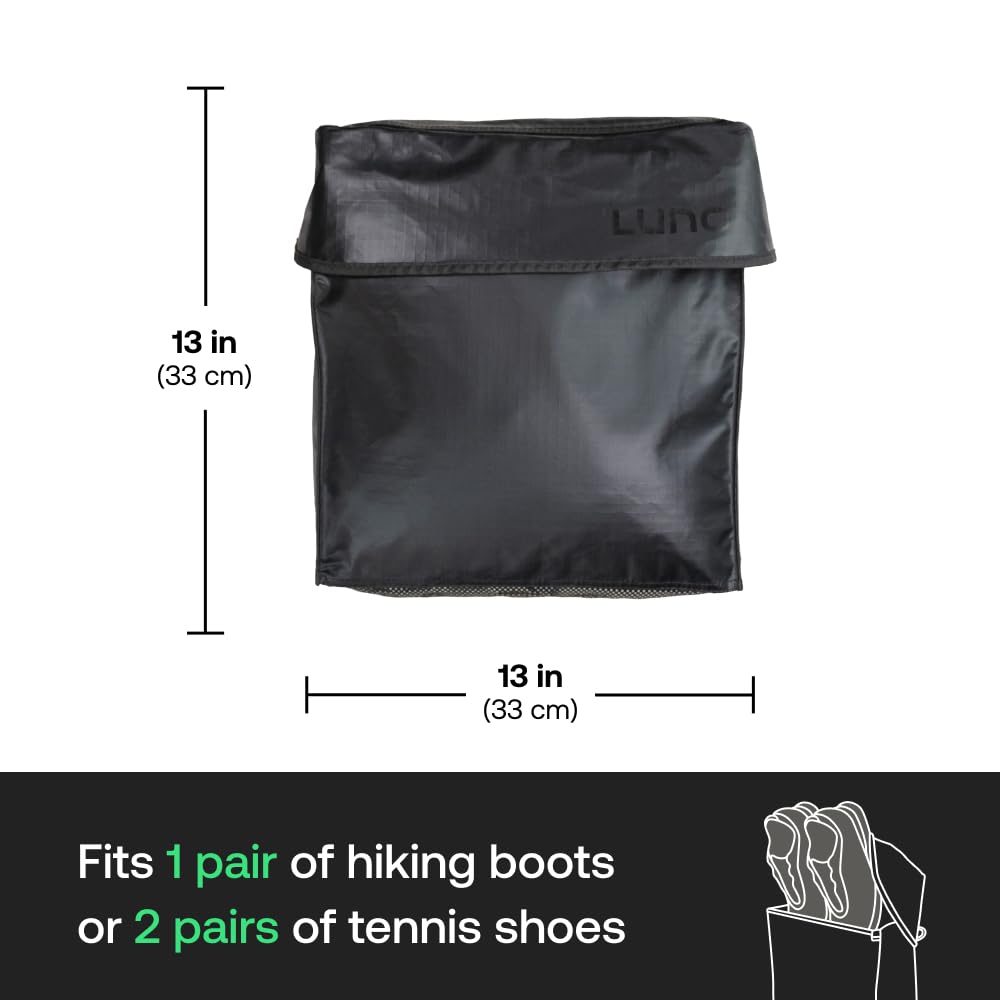 Luno - Bolsa de Almacenamiento magnética para Equipos y Zapatos, Resistente al Agua, fijación magnética, Fondo de Malla de Secado rápido | Instalación rápida y fácil | Ideal para Calzado, Negro