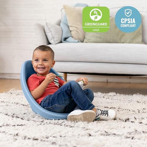Image of ECR4Kids Plastic Leaf Scoop Floor Rocker Seat, Classroom Furniture, Powder Blue, 6-Piece