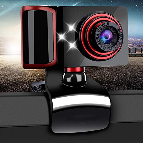 HAMSWAN Webcam HD, Webcam PC Caméra 12 Millions de Pixels avec Microphone Intégré Appels Vidéos pour PC/Mac/Portable/Tablette/Xbox, Noir Rouge