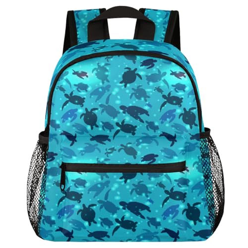 OHIKUETY Mochila infantil com estampa de tartaruga marinha – para meninas e meninos de 2 a 4, 4 a 6 anos | pré-escola, creche | Mini bolsa pequena com guia | Bolsa infantil personalizada para