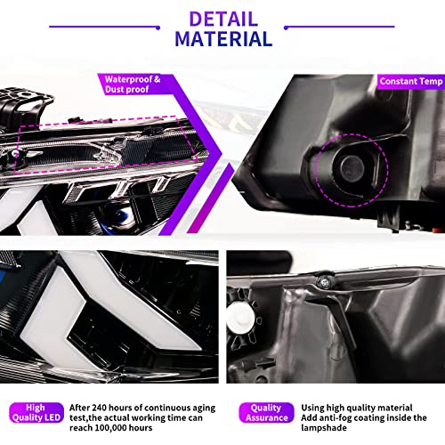 Archaic Full Led Headlights Assembly For 10Th Gen Honda Civic 2016-2022, Head Lamp With Sequential Turn Signal For Civic Sedan/Coupe/Hatchback, Headlight Assemblies For Ex/Lx/Sport/Touring/Si/Type R #TOP5